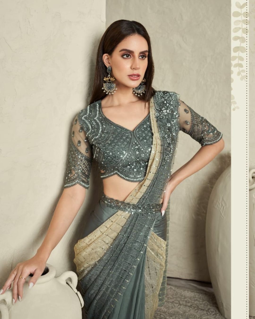 Gray Colour Saree