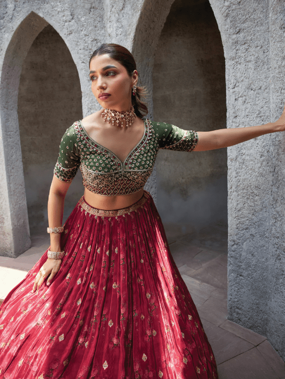 Maroon Color Crap Jacard Silk Lehenga