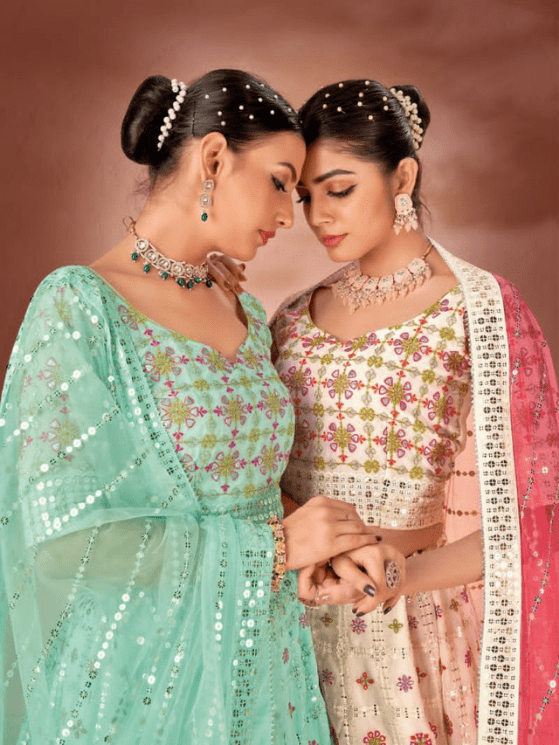 Off White Color Premium Georgette Lehenga