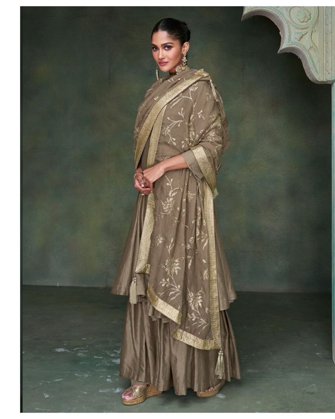Golden Color Pure Silk Suit