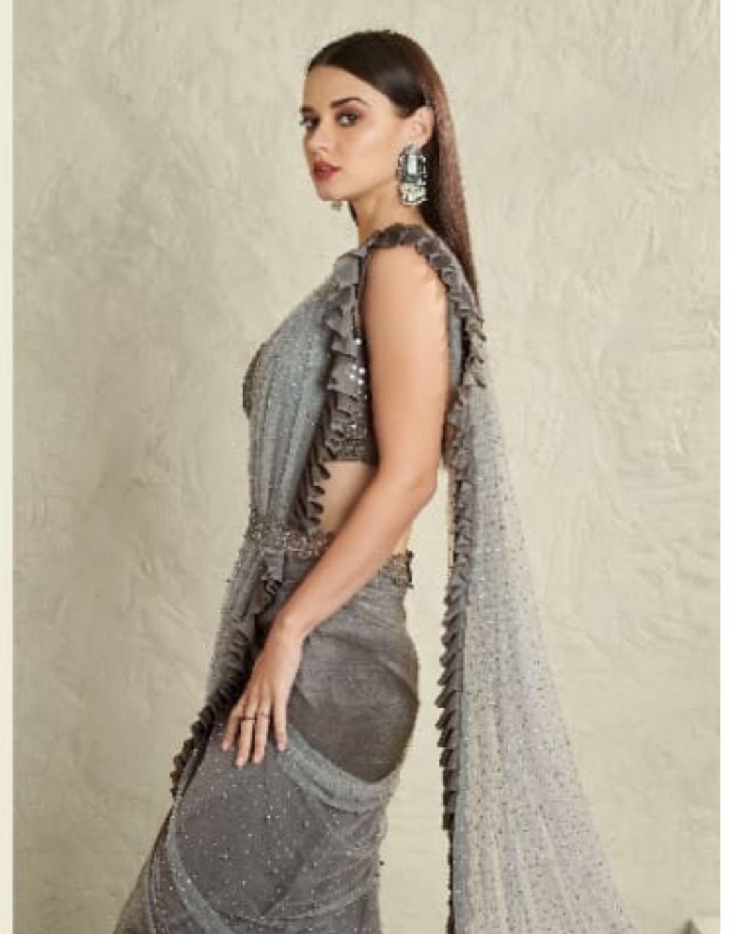 Silver Gray Colour Saree
