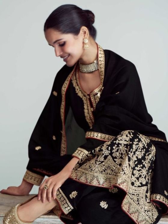 Black Premium Silk Designer Suit