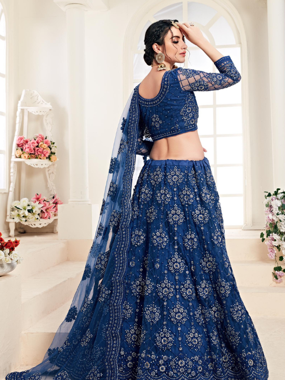Blue Designer Heavy Embroidery Lehenga