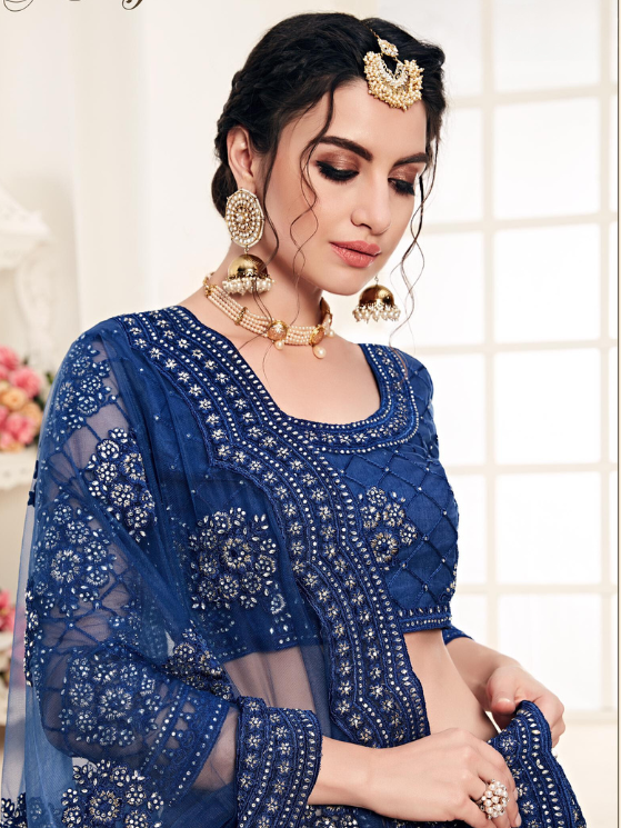 Blue Designer Heavy Embroidery Lehenga