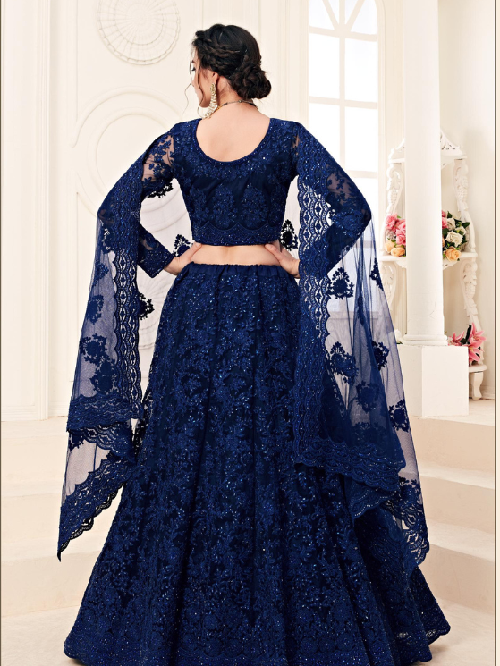 Royal Blue Designer Heavy Embroidery Lehenga