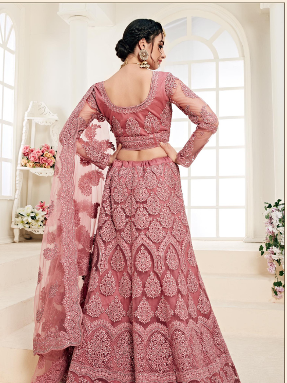 Blush Pink Designer Heavy Embroidery Lehenga