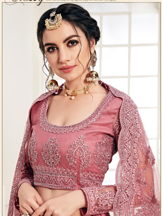 Blush Pink Designer Heavy Embroidery Lehenga