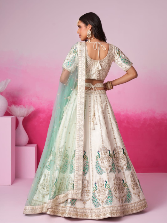 Cream Heavy Designer Silk Lehenga Choli