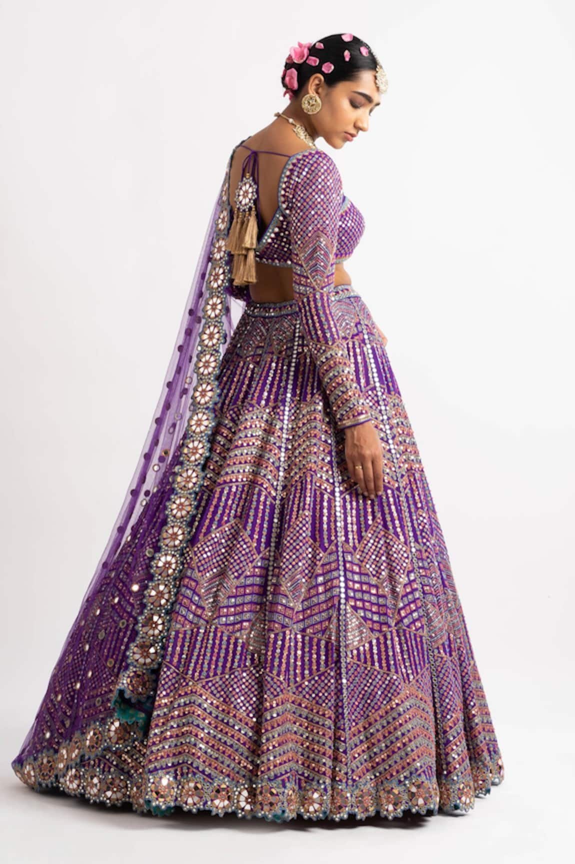 Purple Colour Embroidery heavy designer lehenga set