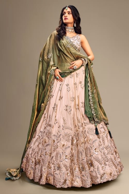 Light Brown Sequins with heavy Sequins embroidery Lehenga choli set